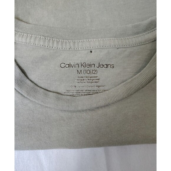 Calvin Klein Jeans Shirt Kids Medium Khaki Green CK Logo Graphic Tee Youth 10 12 - Picture 9 of 9